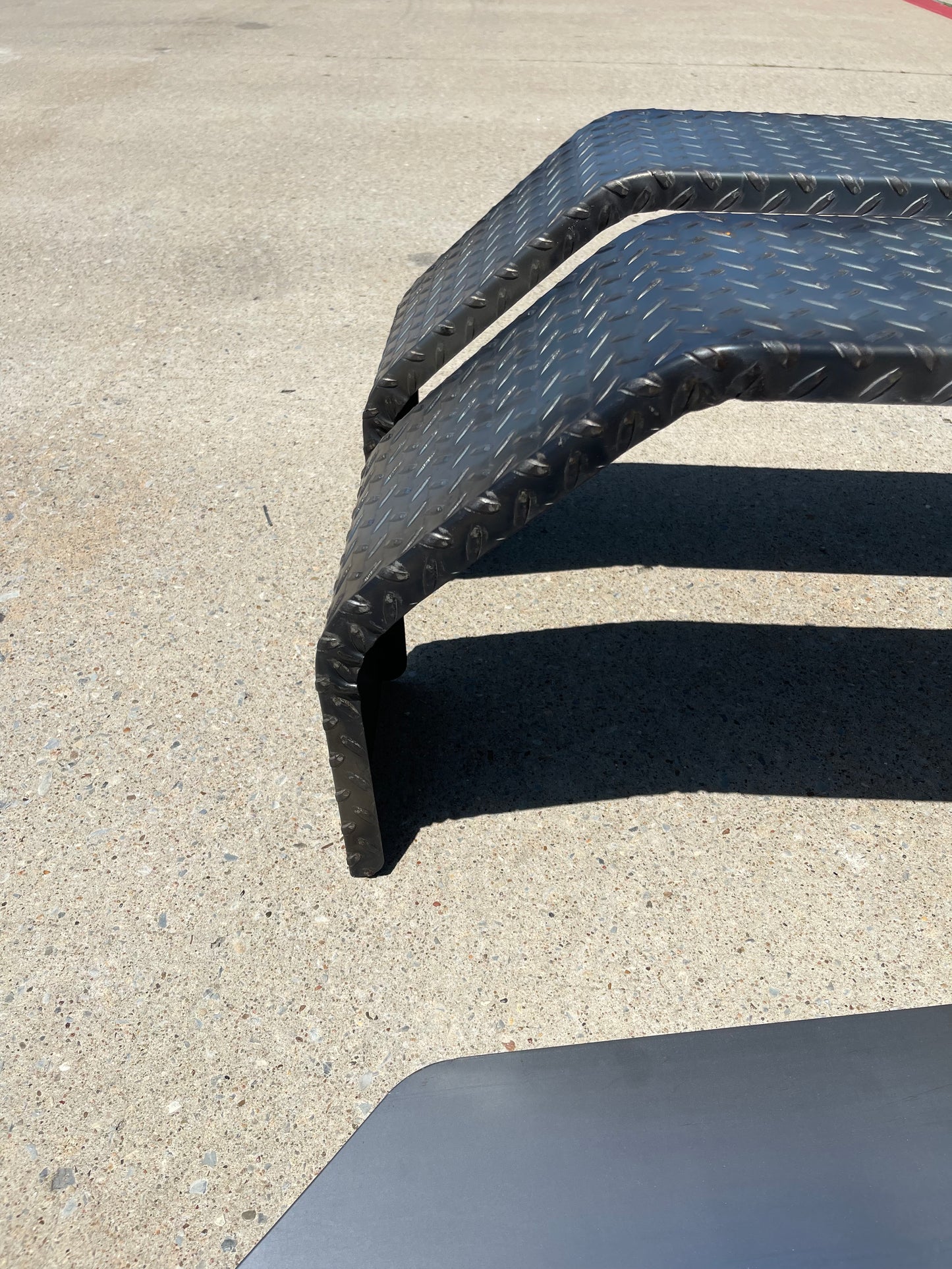 72" x 10" x 17" Tandem Axle Diamond Plate Trailer Fenders – Heavy Duty Steel, With Backing Plates